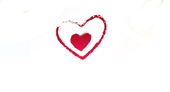 Rødt hjerte omkranset af outline af hjerte